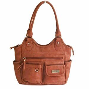 Multi Sac Camel Shoulder Bag Side Front and Hidden Pockets Key Hook